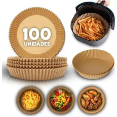 Imagem de 100 Formas Descartáveis Redondas Para Airfryer – Forro Antiaderente 3–5L, Reforçado, Resistente a Óleo, Fácil Limpeza, Até 220°C