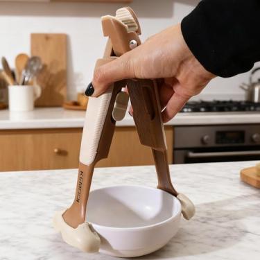 Imagem de Talheres servindo aço inoxidável pinça anti-escaldante multifuncional silicone antiderrapante cabo longo clipe de utensílios de mesa, café 23,5 * 7,8 * 4,3 cm