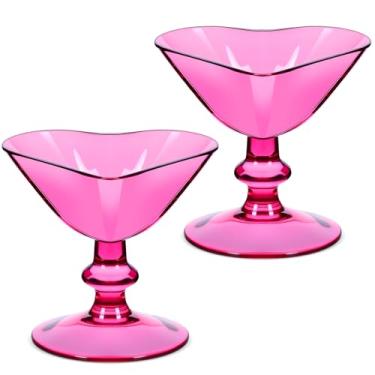 Imagem de Singhoow Conjunto de 2 copos de cupê de coração rosa choque em forma de coração taças de martini champanhe coquetel copo de sobremesa para casamento, Dia dos Namorados, Natal, Dia das Mães