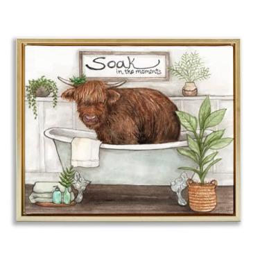 Imagem de Stupell Industries Soak In Moments Cattle Brown Framed Floater Canvas Wall Art, design por Melinda Hipsher, 17 x 21