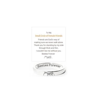 Imagem de LIU JUN Besties Forever Anel para mulheres, Aço Inoxidável Pinky Promise Bestie Amizade Melhor Amizade Anéis Gravados Simples Delicados Presentes de Aniversário de Natal, Aço inoxidável, Sem pedra