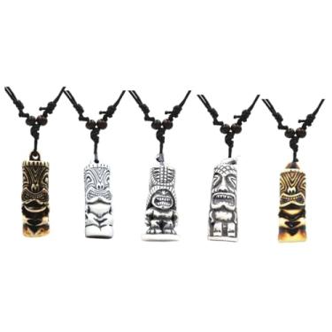 Imagem de DATOA Amuleto de proteção de resina havaiana Tiki vintage, pingente da sorte, corrente de corda ajustável, joia vintage feita à mão para mulheres, 16in, Zinco, Sem Pedra Preciosa