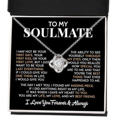 Imagem de SUTERY Colar romântico para alma gêmea, presente de joia para mulheres, To My Beautiful, presente de aniversário de esposa do marido, presente de namorada do namorado, presente de aniversário, Aço