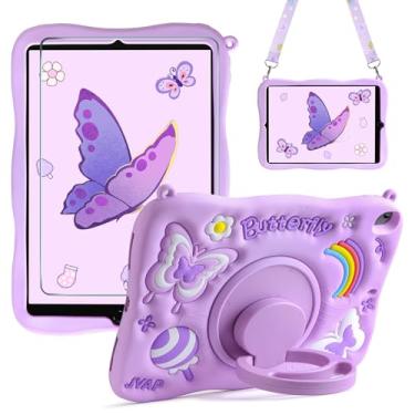 Imagem de XNMOA Capa para iPad 9ª geração, capa borboleta fofa para iPad 10.2 com protetor de tela e alça de ombro para iPad 9ª 8ª geração 2021 2020 2019 capa infantil meninas