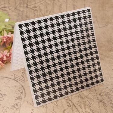 Imagem de Pasta de gravação de plástico com padrão de fundo xadrez listrado, impressões texturizadas 3D, fundo de grade quadrada, modelo de pasta de gravação para fazer cartões, scrapbook, papel, artesanato