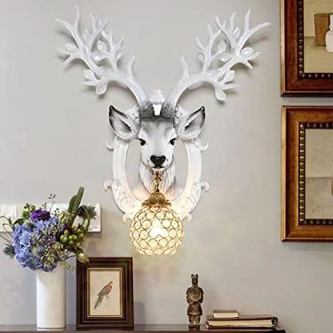 Imagem de Luminária de parede moderna em formato de veado, estilo criativo, para sala de estar, quarto, escritório, casa de campo, hotel, quarto infantil, corredor, com LED (Estilo 11 D51CM)