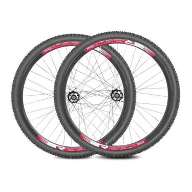 Imagem de Roda Aro 29 Rimaxx Cubo Rosca Pneus e Câmara Preto Vermelho