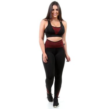 Imagem de Conjunto Preto com Detalhe Risca Fitness Legging e Top-Feminino