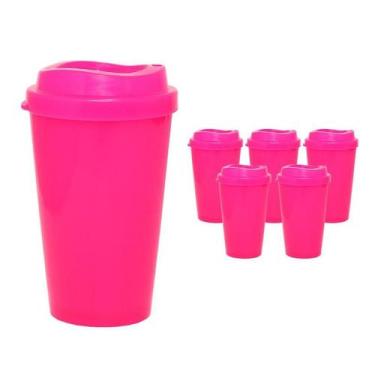 Imagem de Kit 6 Copos Mug Rosa Neon 320Ml Plástico Premium - Bb Store