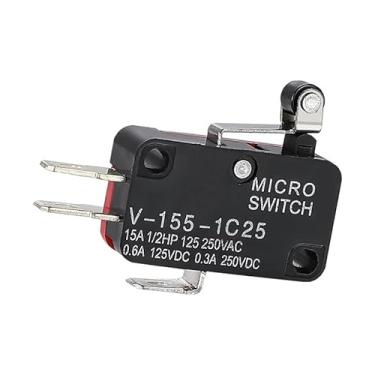 Imagem de Interruptor de toque de 10 peças V-155-1C25 interruptor de limite de dobradiça curta braço alavanca de rolo SPDT ação de encaixe