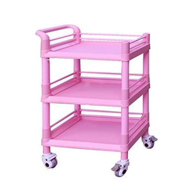 Imagem de Carrinho de armazenamento de caminhões de mão móveis, carrinho de cozinha de 3 níveis, carrinho de armazenamento com rodinhas para salão de beleza, carro de ferramentas de serviço com rodas e alças