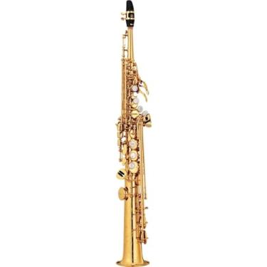 Imagem de Instrumento de saxofone profissional latão reto soprano bb saxofone plano instrumento de sopro de madeira padrão de entalhe com capa (B)