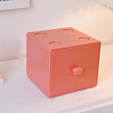 Imagem de Caixa de armazenamento de mesa de plástico empilhável com gaveta, organizador de mesa para material de escritório, clipes de papel doméstico e acessórios