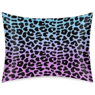 Imagem de Fronha de almofada de cetim de seda de tamanho padrão para cabelo e pele, capa de almofada macia antiderrapante refrescante arte gradiente de leopardo com fecho de envelope para dormir mulheres homens