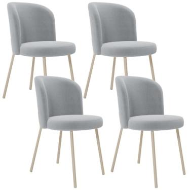 Imagem de Kit 04 Cadeiras Para Sala de Jantar Cozinha Estofada Gavi Arena L02 Bouclê Cinza - Lyam Decor