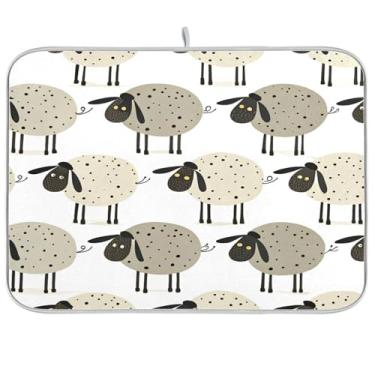 Imagem de Blueangle Tapete de secagem de louça de microfibra para bancada de cozinha, almofada seca de ovelhas para pratos, talheres, louças, utensílios de servir, prato, lavar à máquina (46 x 61 cm)