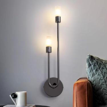 Imagem de Arandela de parede moderna com cúpula de vidro, estilo medieval, para corredor, G9*2, dourada, ideal para quarto, cabeceira, banheiro, sala de estar, penteadeira (colorida).