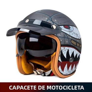 Imagem de Capacete Retro 3/4 Com Visor Para Motociclismo E Pedalismo - others, B