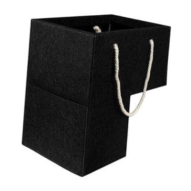 Imagem de BLWOTMOR Cesto Organizador para Escadas com Alças para Brinquedos, Livros E Outros Objetos, Ideal para Decoração de Casa E Escritório, Preto, Tamanho real