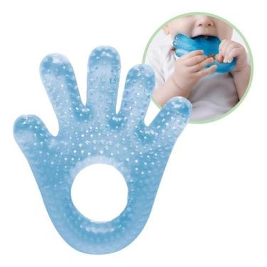 Imagem de Mordedor com Água Bebê Mãozinha Dentição Infantil Alívio Gengiva Sensí