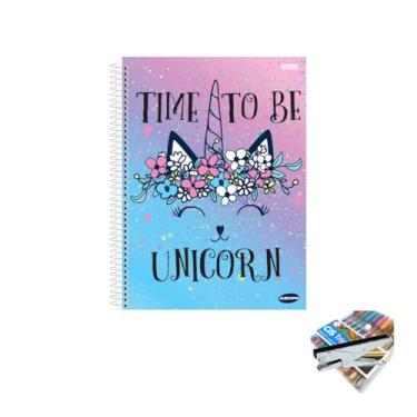 Imagem de Kit Caderno Feminino Capa Dura 96 Folhas + Caneta Trigel Metálica 10 Cores + Grampeador Alicate