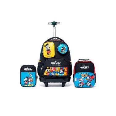 Imagem de Kit Mochila Disney Rodinha Lancheira Estojo Escolar Mickey