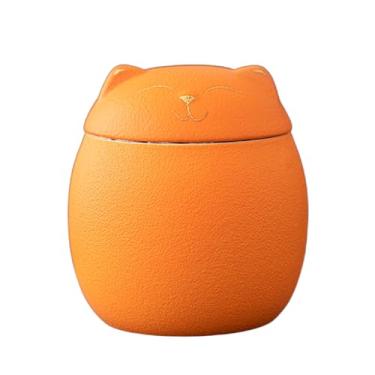 Imagem de YXCQHZM Urna memorial de cremação para animais de estimação - mini urna memorial de cerâmica - cinzas de cremação de cães gatos mini urna funeral lembrança para armazenamento seguro de cinzas (amarelo