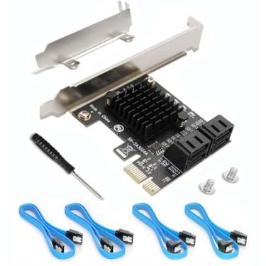 Imagem de Cartão SATA PCIE 3.0, 4 portas com 4 cabos, placa de expansão do controlador com suporte de perfil baixo, não Raid, inicialize como disco do sistema, suporta 4 dispositivos SATA 3.0
