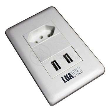 Imagem de Tomada De Parede 1 Entrada Fonte 2 Usb 5v 10a Bivolt