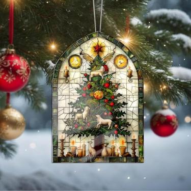 Imagem de Enfeites de Natal, árvore de cristal, enfeites de árvore de Natal feitos à mão, decoração de carro e casa - presentes de Natal, decoração de artesanato em acrílico, ideias de troca de presentes para