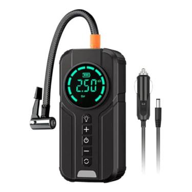 Imagem de Tomate Auxiliar de Partida com Bomba Compressor Calibrador de Ar para Pneu, 150 PSI, 8000mAh, Preto, Portátil, USB Tipo-C, com Lanterna LED