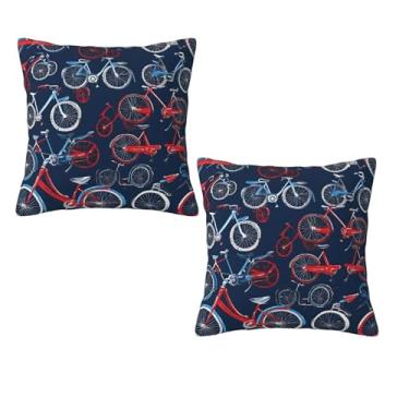 Imagem de Bikes Bicycle Cycling - Fronha decorativa estampada com zíper, fronha de seda hipoalergênica, para casa e viagem, presente para qualquer ocasião, 45 x 45 cm