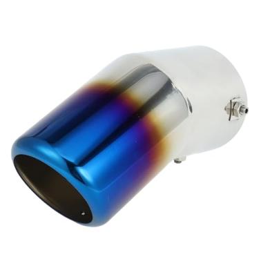 Imagem de INFINAUTO Ponta de escape curvada inclinada traseira 9,7 cm entrada 10,4 cm saída 23,1 cm comprimento tubo de escape para Toyota Land Cruiser 2023-2024 aço inoxidável queimado azul parafuso on
