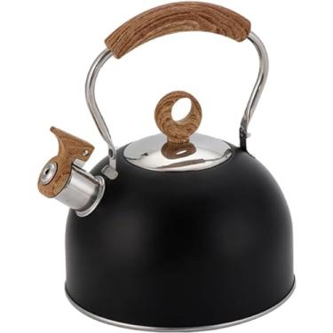 Imagem de Chaleira de chá para ferver, assobiar, chaleira de aço inoxidável, bule de chá, alça antiderrapante, aquecedor, bule de água com som, bule de chá fervente para casa, cozinha, fogão, topo