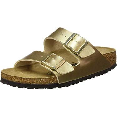 Imagem de Birkenstock Sandália feminina Arizona macia com palmilha, Dourado, 38