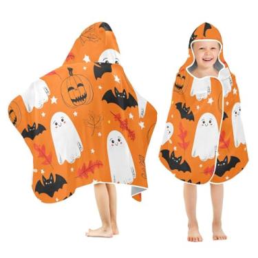 Imagem de Burbuja Toalha de banho com capuz de fantasmas de desenho animado para crianças, toalha de praia de pelúcia macia absorvente para meninas e meninos 3-10 anos, 61 x 127 cm