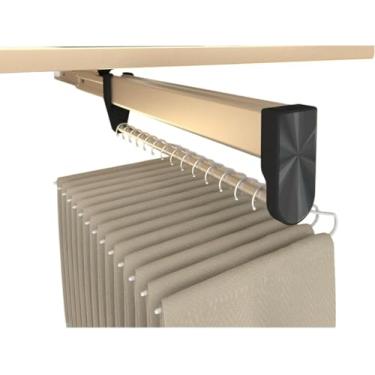 Imagem de Hhsdyl Cabide Retrátil Ajustável, Varão Roupeiro Aço Extensível para Pendurar Calças e Roupas, Trilho Cabides Guarda-Roupa,Black,35(34.2cm)