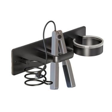 Imagem de Suporte de parede para secador de cabelo | Gancho organizador de ferramentas de cabelo vertical, suporte de ferro de frisar - para armário de banheiro, casa, faculdade, dormitório, apartamento, casa
