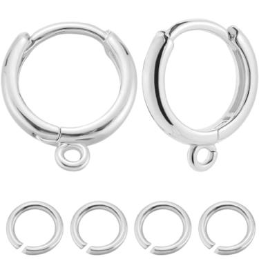 Imagem de Beebeecraft 20 peças de brincos de argola de aperto achados de prata esterlina 925 banhados a prata esterlina redonda francesa alavanca, ganchos, fios de orelha para fazer joias, artesanato faça você