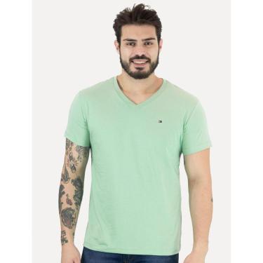 Imagem de Camiseta Tommy Hilfiger Masculina Essential V-Neck Verde Claro-Masculino