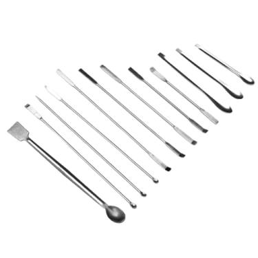 Imagem de Kit de Espátulas para Laboratório, 12 Peças em Aço Inox, com Colher e Bolsa