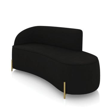 Imagem de Sofá 3 Lugares Orgânico 180cm Pé Dourado Morgan Suede Preto D03 - D'rossi