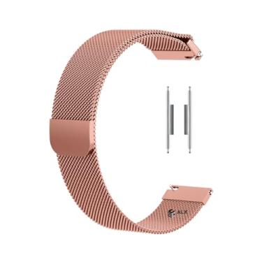 Imagem de Pulseira Milanese 20mm Compatível AmazFT GTS 4 / GTS 2 Mini/GTR Mini – Aço Inoxidável, Fecho Magnético, Ajustável e Confortável (ROSA)