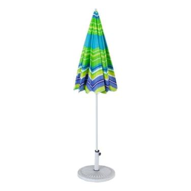 Imagem de Guarda Sol de Praia Caribe, 150cm Diâmetro, Multicolorido, Poliéster, Estrutura em Aço, Altura Regulável 117-180cm, Portátil, 1kg
