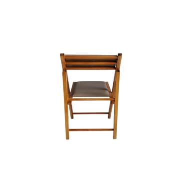 Imagem de Cadeira Dobrável em Madeira Cor Mel com Assento e Encosto Estofados Preebel Courino Bege - Mel