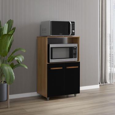 Imagem de Armário Multiuso Nésia 2 Portas Cozinha Mb1 Cor Savana Preto