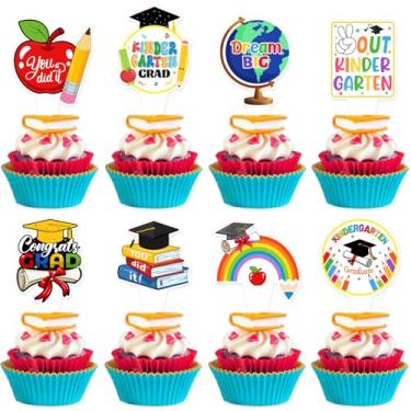 Imagem de 40Pcs Multicolored Kindergarten Graduation Cupcake Toppers | 2026 Kindergarten Graduation Cupcake Picks Decorations | School Class Activity Grad Party (8 Design)