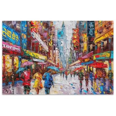 Imagem de City Street Painting Quebra-cabeça moderno 1000 peças para adultos quebra-cabeça família amantes presentes Prime Puzzles brinquedo arte jogo de arte