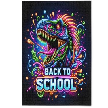 Imagem de Quebra-cabeças de dinossauros coloridos e legais, 500 peças para adultos, família, elefantes brancos, presentes, jogos de família, decoração de casa, 500 peças, 52 x 37,8 cm