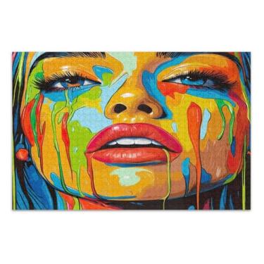 Imagem de Quebra-cabeça de retrato colorido, 1000 peças, quebra-cabeças para adultos, jogos de quebra-cabeça